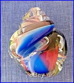 Rollin Karg Hand Blown Glass Multi Color Sculpture Signed Paperweight 5.25 H