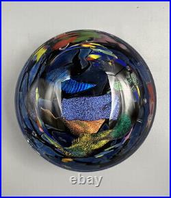 Rollin Karg Signed Dichroic Iridescent Handblown Studio Art Glass Paperweight