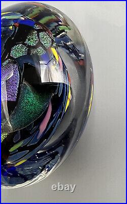 Rollin Karg Signed Dichroic Iridescent Handblown Studio Art Glass Paperweight