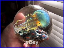 Satava Sideswimmer Moon Jellyfish Magnum Paperweight Signed Art Glass Sculpture