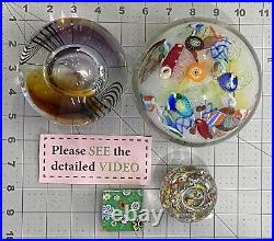 SEE DETAILED VIDEO? Glass Paperweights Colorful Collection Vintage Art Blown