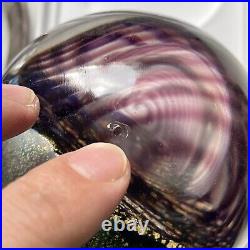SIGNED Art Glass PAPERWEIGHT 1999 SP David Lindsay gold purple blue bubble