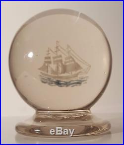 SPECTACULAR Antique MILLVILLE FOOTED UPRIGHT SAILING SHIP Art Glass Paperweight