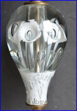 ST CLAIR Art Glass Paperweight TRUMPET FLOWER LAMPS & PERF BOTTLE 3-Pc Set MCM