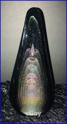 STUART ABELMAN Vintage 1986 Rare IRIDESCENT SIGNED ART GLASS Large PAPERWEIGHT