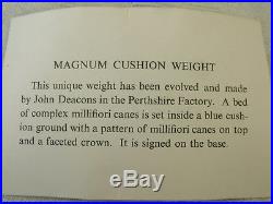 Stunning Perthshire Deacons 1976 Box Millefiori Magnum Cushion Glass Paperweight