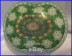 Saint Louis Art Glass Paperweight Basket Of Flowers White & Green 1981 Boxed