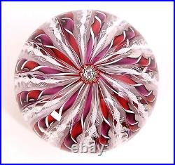 Saint Louis Paperweight 1986 purple red white twisted ribbons art glass France