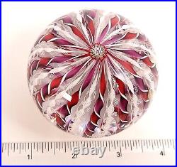 Saint Louis Paperweight 1986 purple red white twisted ribbons art glass France