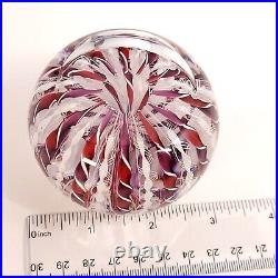 Saint Louis Paperweight 1986 purple red white twisted ribbons art glass France