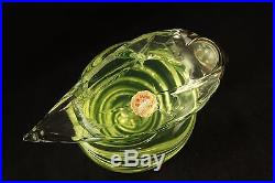 Salviati Murano Green Vaseline Art Glass Spiral Shell Snail Paperweight Figurine