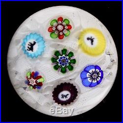 Scarce True Miniature Antique BACCARAT Spaced Millefiori on Lace with3 Gridels