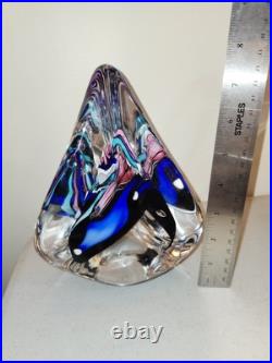 Schmidt & Rhea S/R Glass Triangular Sculpture Paperweight Signed Small 1995