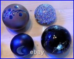 Set of 8 art glass paperweights most signed. Correia, Smyers and others