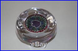 Signed 1976 WHITEFRIARS FISH FACETED ART GLASS PAPERWEIGHT MILLEFIORI FLOWERS