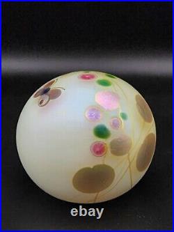 Signed 1980 Lundberg Studios Salazar Butterfly Art Glass Iridescent Paperweight