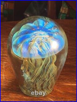 Signed 2004 Eickholt DOAF2 Large Art Glass Hand Blown Jellyfish Paperweight