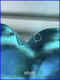 Signed Aqua Fire And Light Heart Paperweight (large)