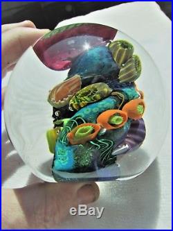 Signed Aro Schulze 97 Tropical Coral Reef Vitra Studio Glass Paperweight 4 1/4