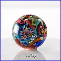 Signed Doug Sweet Dichroic Millefiori Studio Art Glass 1.55 Marble Paperweight