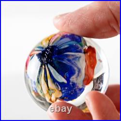 Signed Doug Sweet Dichroic Millefiori Studio Art Glass 1.55 Marble Paperweight