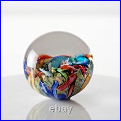 Signed Doug Sweet Dichroic Millefiori Studio Art Glass 1.55 Marble Paperweight