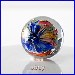 Signed Doug Sweet Dichroic Millefiori Studio Art Glass 1.55 Marble Paperweight