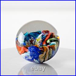 Signed Doug Sweet Dichroic Millefiori Studio Art Glass 1.55 Marble Paperweight