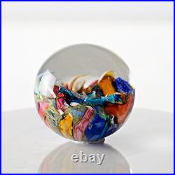 Signed Doug Sweet Dichroic Millefiori Studio Art Glass 1.55 Marble Paperweight