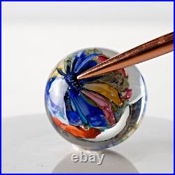 Signed Doug Sweet Dichroic Millefiori Studio Art Glass 1.55 Marble Paperweight