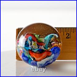 Signed Doug Sweet Dichroic Millefiori Studio Art Glass 1.55 Marble Paperweight