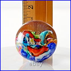 Signed Doug Sweet Dichroic Millefiori Studio Art Glass 1.55 Marble Paperweight