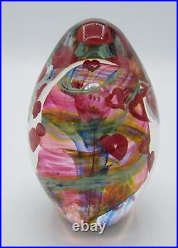 Signed Eric Rubinstein Art Glass Paperweight/Sculpture with Hearts 1337