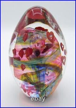 Signed Eric Rubinstein Art Glass Paperweight/Sculpture with Hearts 1337