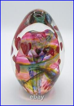 Signed Eric Rubinstein Art Glass Paperweight/Sculpture with Hearts 1337