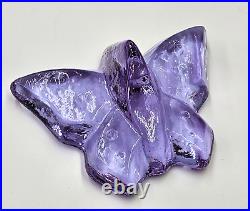 Signed Fire & Light Glass Lavender Purple Neodymium Hope Butterfly Paperweight