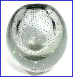 Signed Gunnel Nyman Mid Century Controlled Bubble Art Glass Paperweight Vase
