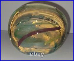 Signed Irving Slotchiver Fumed Art Glass Paperweight/Sculpture 1471