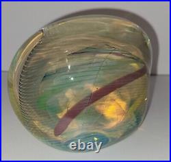 Signed Irving Slotchiver Fumed Art Glass Paperweight/Sculpture 1471