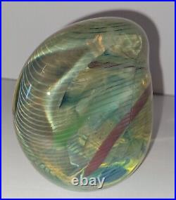 Signed Irving Slotchiver Fumed Art Glass Paperweight/Sculpture 1471