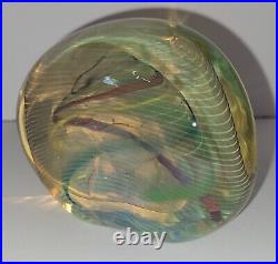 Signed Irving Slotchiver Fumed Art Glass Paperweight/Sculpture 1471