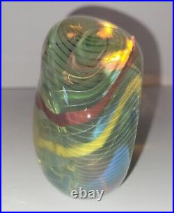 Signed Irving Slotchiver Fumed Art Glass Paperweight/Sculpture 1471