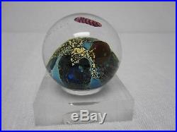 Signed Josh Simpson 1 7/8 Inhabited Planet Sphere Art Glass Paperweight
