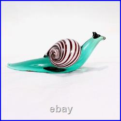 Signed & Labeled Salviati Venetian / Murano Art Glass Snail Paperweight Figurine