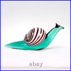 Signed & Labeled Salviati Venetian / Murano Art Glass Snail Paperweight Figurine