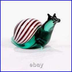 Signed & Labeled Salviati Venetian / Murano Art Glass Snail Paperweight Figurine