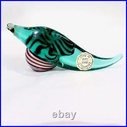 Signed & Labeled Salviati Venetian / Murano Art Glass Snail Paperweight Figurine