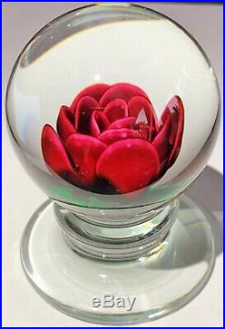 Signed Large Charles KAZIUN Footed Shaded Red Rose