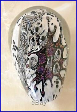 Signed Lindsay Art Glass Lava and Snow Adventures Dome Blown Glass Paperweight