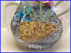 Signed M. E. 91 MARK ECKSTRAND ART GLASS PAPERWEIGHT Coral Reef Sea Life 3 1/2